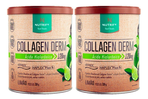 2x Colágeno Ácido Hialurônico Collagen Derm Limão Nutrify