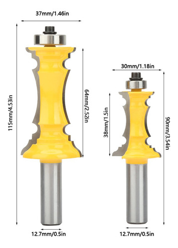 2024 2 Brocas For Enrutador De Moldura De Corona Vástago