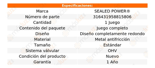 Kit De Bujes Árbol Levas Std F85 V8 5.7l 68/72 Sealed Power