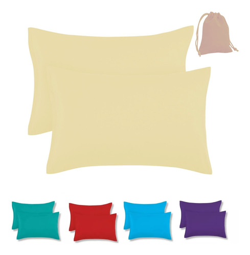 2 Fundas De Almohada King Size Tacto Algodón + Bolsita