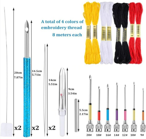Set 24 Pcs Agujas Magica + Accesorios + Hilos Bordado Ruso