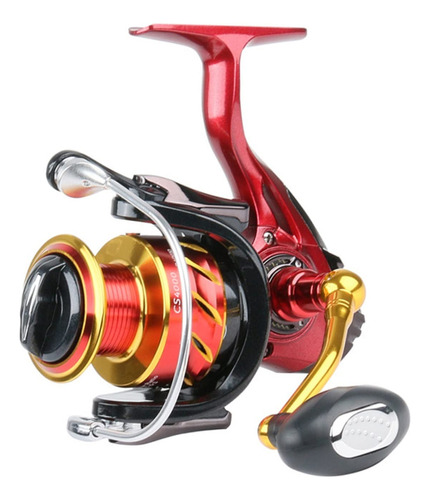 Carrete Pesca Rojo Dorado Rueda Giratoria Profesional Metal