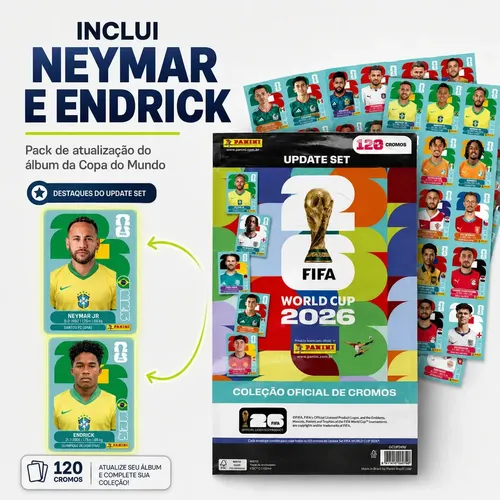 Kit Pack De Atualização Album Copa Do Mundo 2026 Panini – 120 Figuri