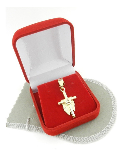Pingente Cruz Manto 30mm Folheado Ouro Pi128 Cor Dourado