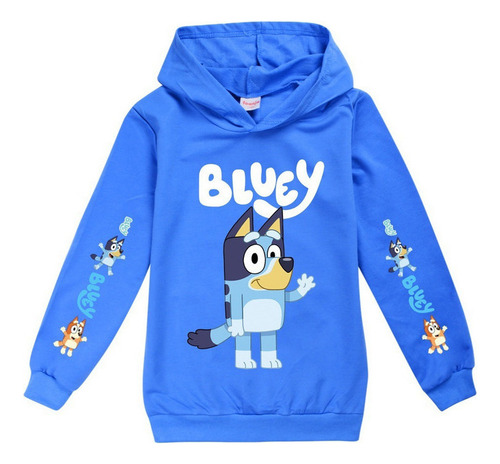 Bluey Familia Y Amigos Sudadera Con Capucha Niño Azul