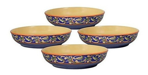 Conjunto De 4 Platos Para Pasta, Ceramica Italiana