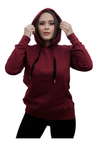 Imagen 4 de 10 de Buzo Kanguro Mujer Hoodies Friza Canguro Capucha Abrigad A02