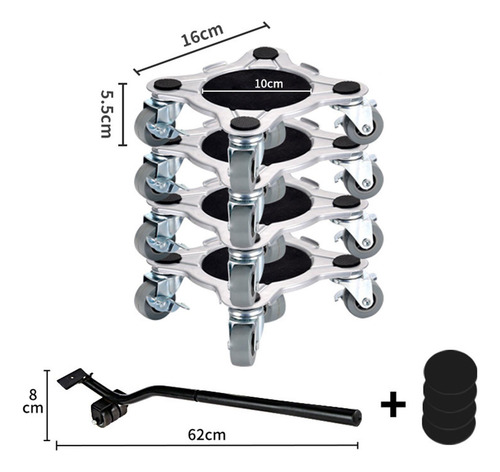 4 Peças Levantador De Móveis E Sliders Objetos 16cmx5,5cm