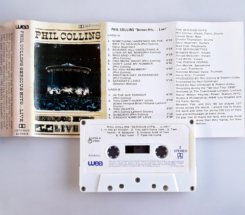 Casete Oka Phil Collins Serious Live Hits Promo (Reacondicionado)
