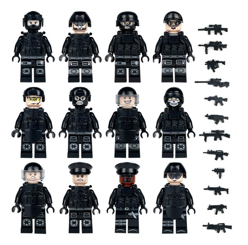 Figurita De Soldado De Combate Aéreo, Terrestre Y Marítimo Color Negro