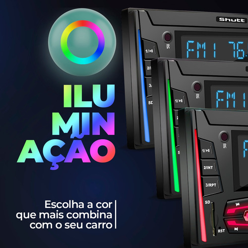 Imagem 4 de 6 de Rádio Automotivo 2 Din Mp3 Fm Bt Aux P2 Sd Shutt Tokyo