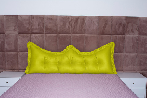 Almofada Encosto Coroa Queen 160 Cm Amarelo Liso