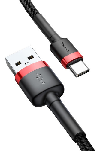 Cable usb tipo C Baseus rojo/negro con entrada USB salida USB-C