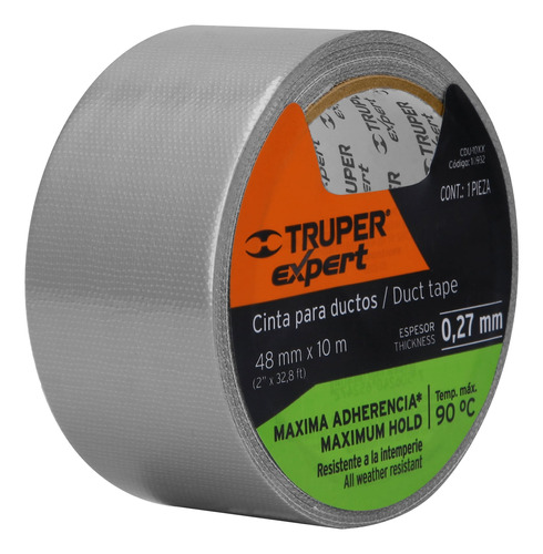 Cintas Ducte Tape 48mmx0.27mmx10metros Truper 10932