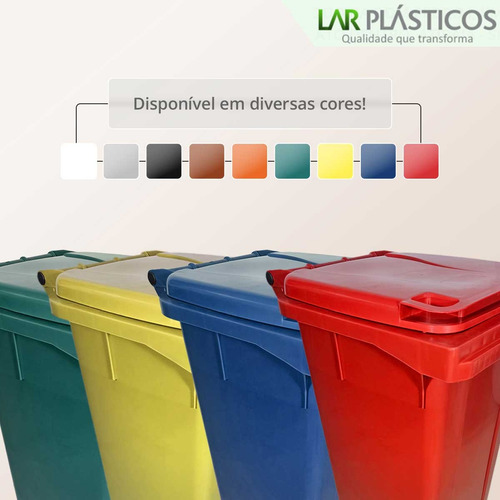 Coletor De Lixo Com Rodas E Tampa Uso Pesado Varias Cores