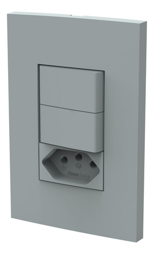 Interruptor Dubai 2 Tecla Simples E Tomada 10a Gris Matte En