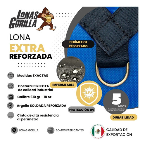Lona 10x15 Metros Reforzada Uso Extra Rudo Tipo Camionera