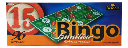 Bingo Familiar 96 Cartones-fichas En Madera-bisonte 8741