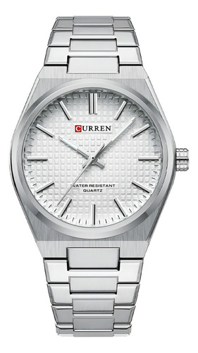 Reloj De Cuarzo Inoxidable Curren 8439 Resistente Al Agua Fondo Plateado