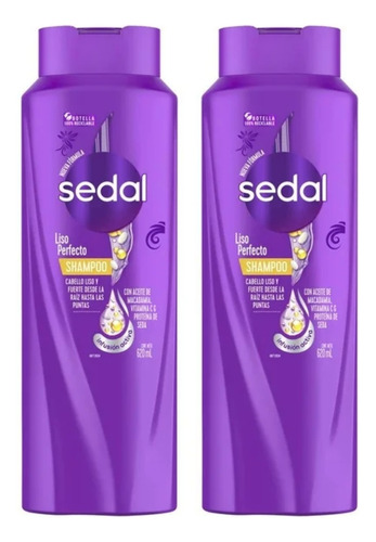 2 Pzs Sedal Shampoo Liso Perfecto 620ml C/u