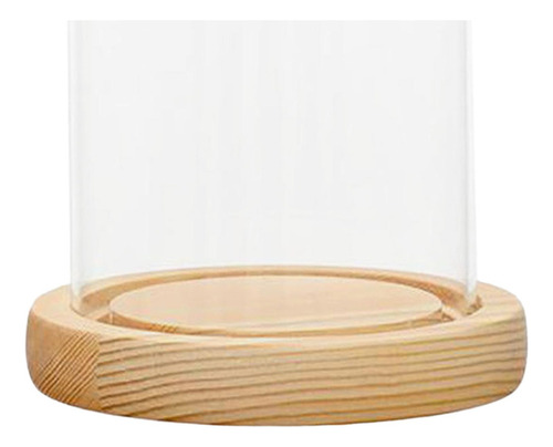Mox Cúpula De Vidrio Cloche Bell Jar Base De Madera 7x12cm