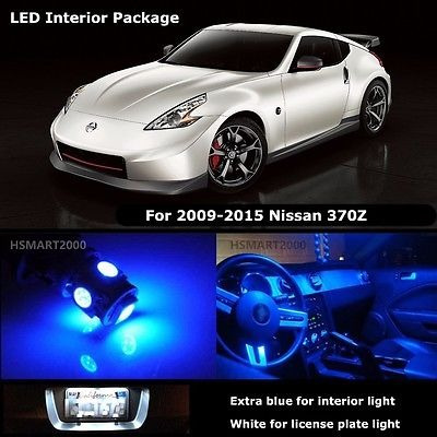 9pcs Interior Azul Led Bombillas Para 2009-2015 Nissan 370z 