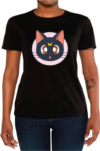 Polera Gata Luna Sailor Moon Algodón Lacombidelmemo Kawai