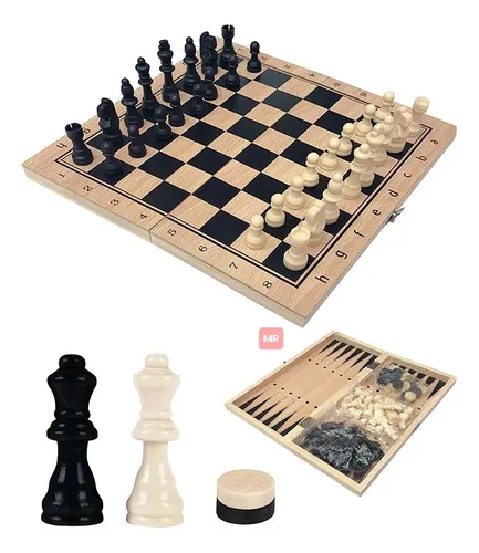 comprar Juego De Mesa Ajedrez De Madera 3 En 1 Dama Backgamon 50cm