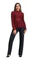 Comprar Blusa Tinto Peplum De Encaje 997-12