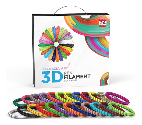 Ataraxia Art 3d Pen Pla Filamento Recargas 1.75mm, 24 Colore