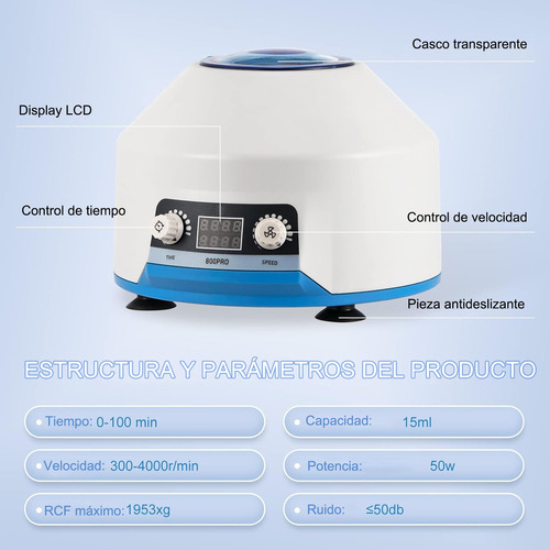 Máquina Centrífuga De 4000 Rpm, 15 Ml X 6 Centrífugas Prp