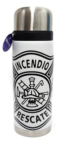 Termo Acero Inoxidable Modelo Bomberos Blanco Y Negro 1100ml