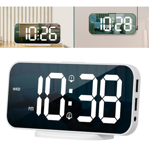 Reloj Led Digital, Despertador, Función De Espejo, Reloj Con