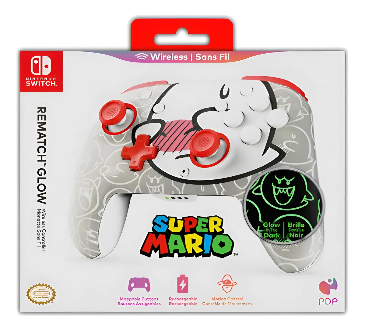 Control Inalámbrico PDP REMATCH Boo Hoo Blanco para Nintendo Switch
