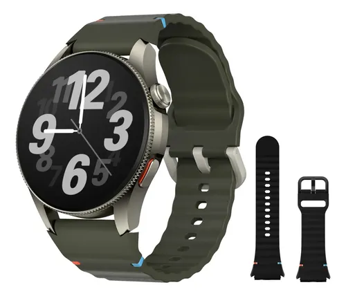 Smartwatch Aurafit Trek 2 Com Gps Resistente À Água 3atm Titânio Mesh Preto/verde