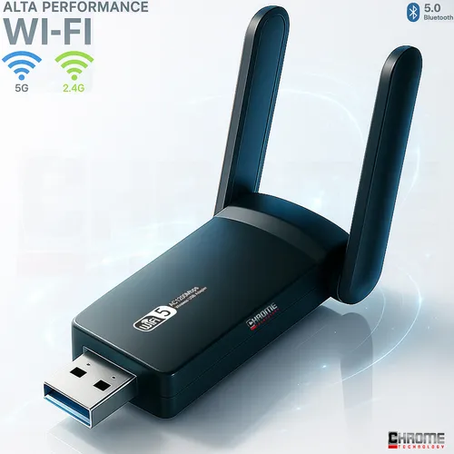 Adaptador Placa Wifi Antena Wireless Usb De Rede Dual Band - 1300mbps 5ghz - Placa De Rede Bluetooth 5g Para Pc Ou Notebook Compatível Mac Windows Linux Usb Ethernet Receptor - Chrome Technology