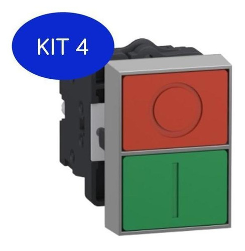 Kit 4 Botão Duplo 22mm Plástico Retorno Por Mola