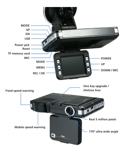 Cx Detector De Coche Antirradar Dvr 2 En 1, 720p, Velocidad