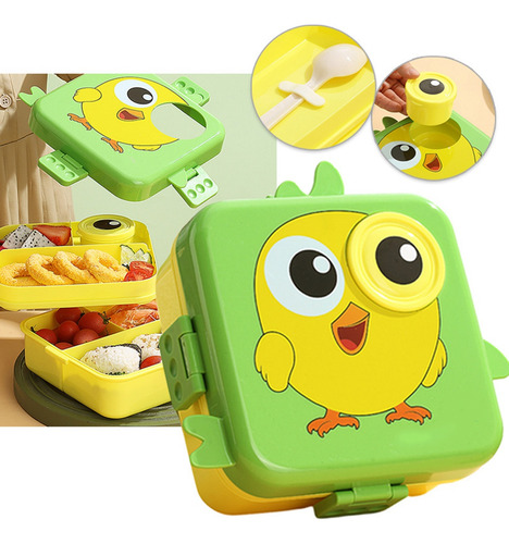 Fiambrera Con Separador Para Cubiertos Y Condimentos, Microo