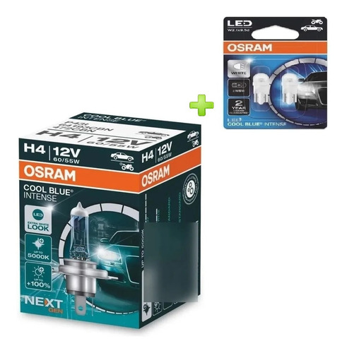 Lampara H4 Cool Blue Intense X 2 +  Osram Led Posición T10