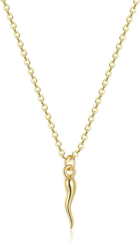 Collar De Cuerno Italiano De Oro Delicado Minimalista En Oro