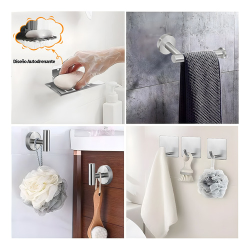 Juego De Accesorios Para Baño De 304 Acero Inoxidable 9 Pzs