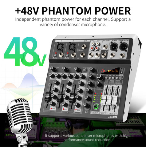 Mezclador De Audio Xtuga Kp4, 4 Canales, Bluetooth