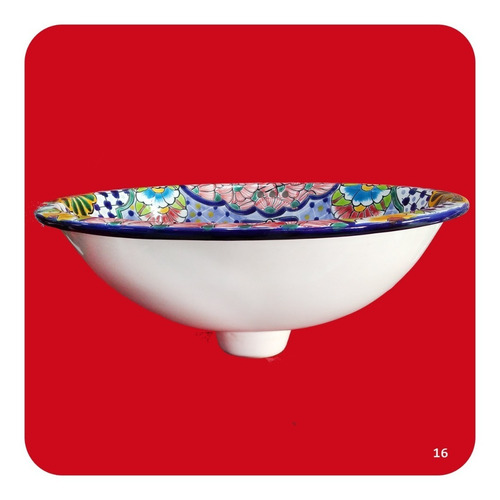Imagen 2 de 3 de Lavabo Grande Color Cerámica Tipo Talavera 44x36x17 Cm M16