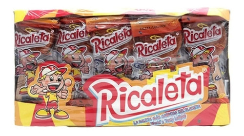 Dulce Paleta Ricaleta Tamarindo Con Chile Piquin Caja 25 Pz