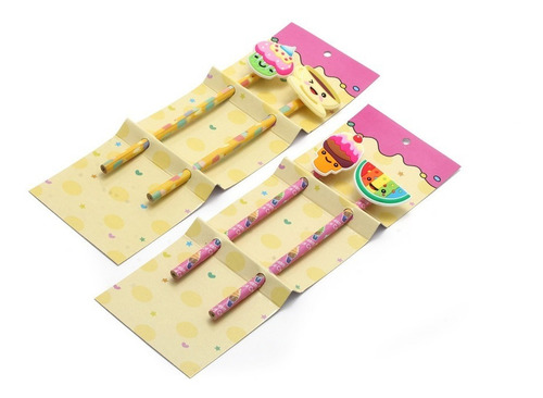 Imagen 1 de 6 de Lápices 4 Diseños Con Aplique De Dulces Pack X 12