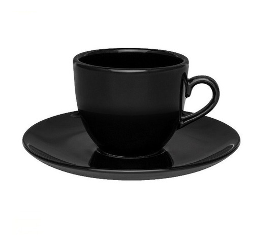 Taza De Té Con Plato Negra 200ml