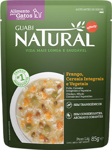 Natural Guabi Sachê Frango Cereais Vegetais Gatos 85g