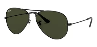 Anteojos de sol Ray-Ban Aviator Classic Extra large con marco de metal color polished black, lente green de cristal clásica, varilla polished black de metal - RB3025