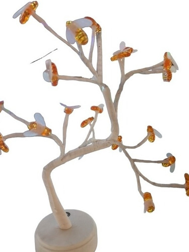 Imagen 5 de 8 de Mini Arbol Led Bonsai Diseño Abejas Luz Cálida Enchufe Usb
